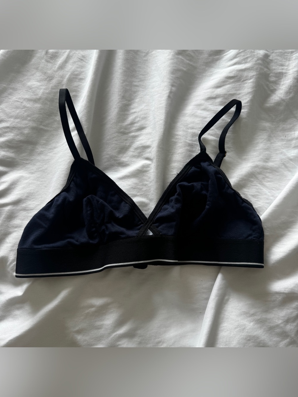 Madewell Two Tone Nacy and Black Triangle Bralette Small